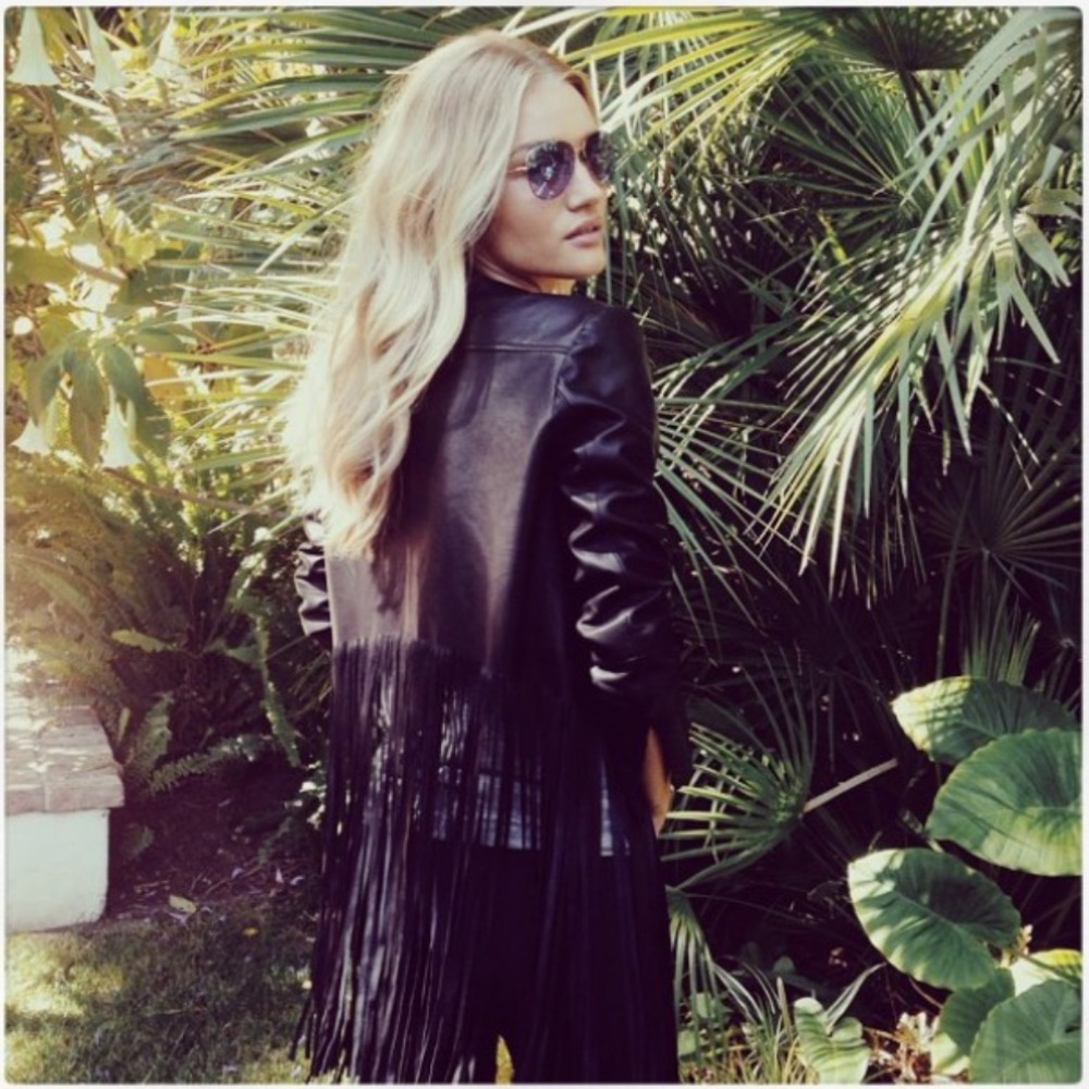 THEPERFEXT Christy Leather Fringe Jacket